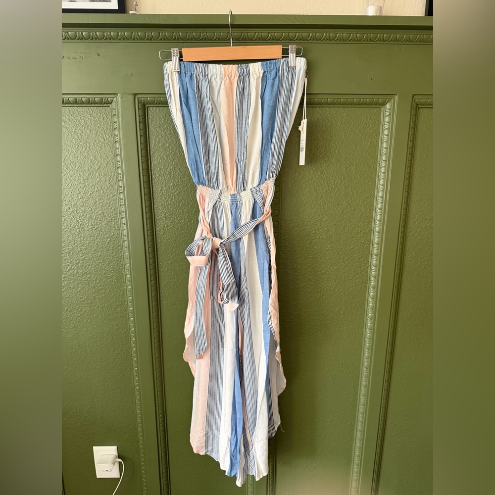 Ocean Drive Blue and White Striped Tube Top